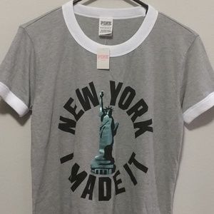 Victoria's Secret Pink Destination Ringer Crew Tee
